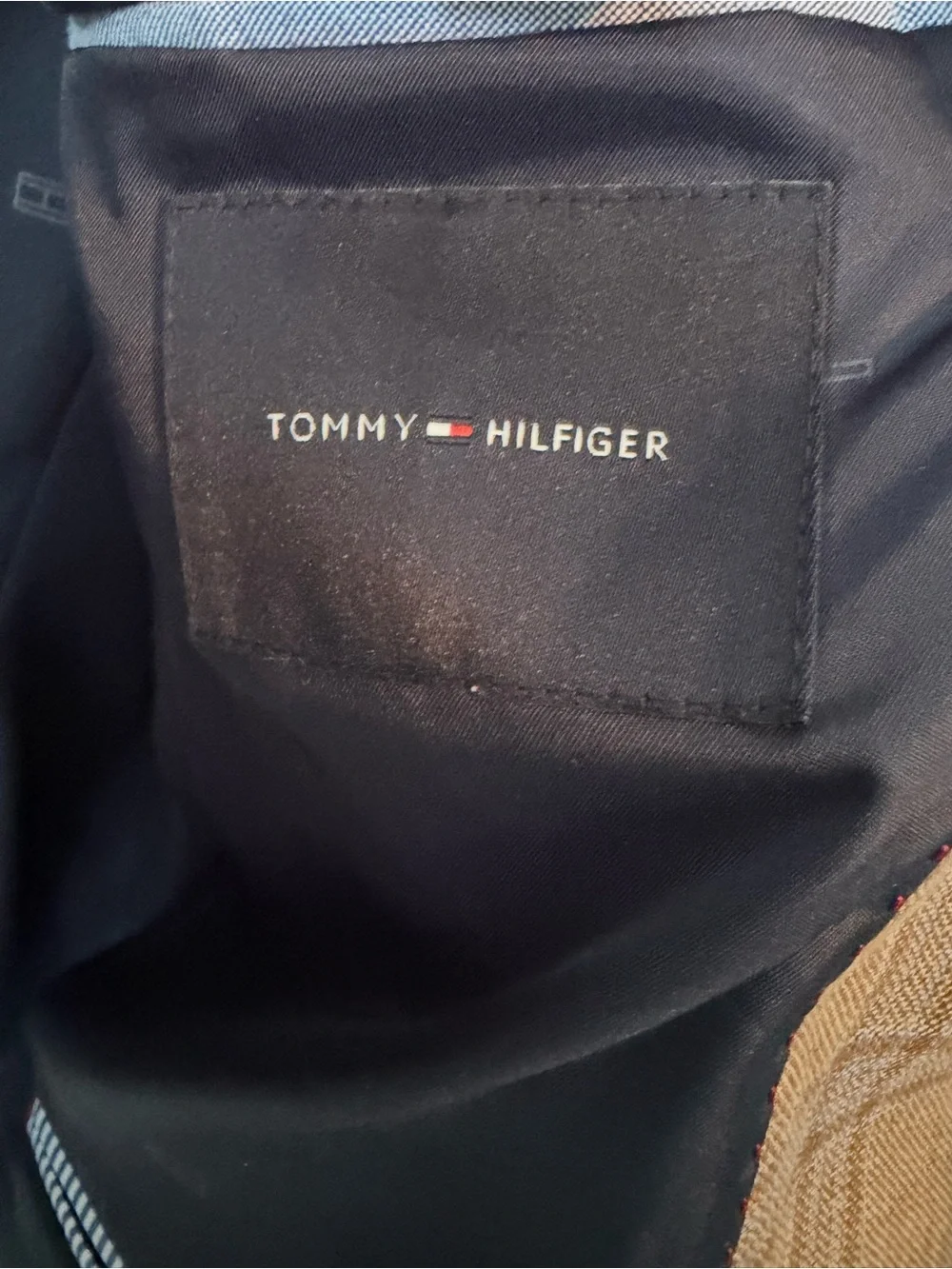 TOMMY HILFIGER Men's Tan Single Breasted Plaid Blazer 38S